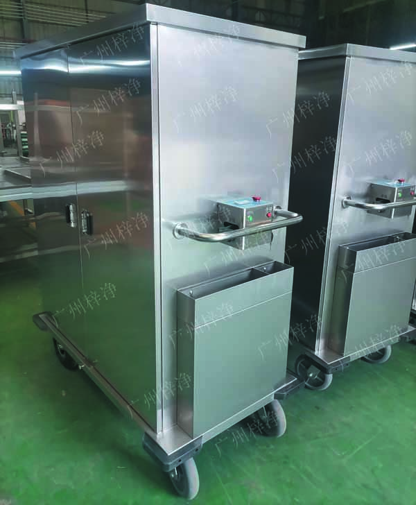 密閉式滅菌器械物品電動(dòng)轉運車(chē)有單面雙開(kāi)門(mén),單側門(mén)可旋轉角度≥220°度開(kāi)啟設計，裝卸物品更方便;